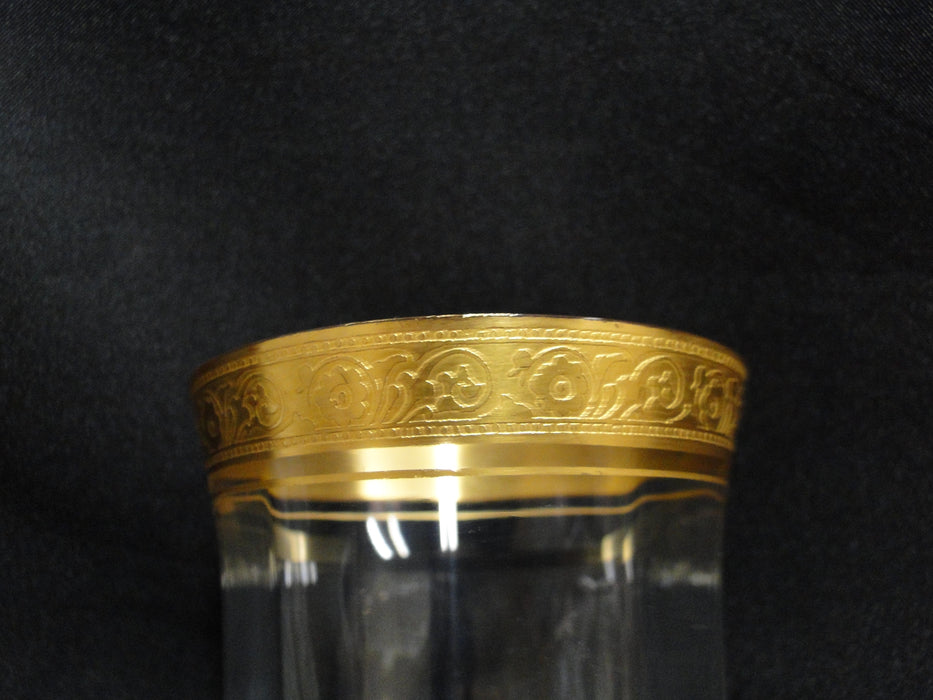 Clear w/ Encrusted Gold Band of Flowers & Dots: Water, 6 5/8", As Is, CR#076