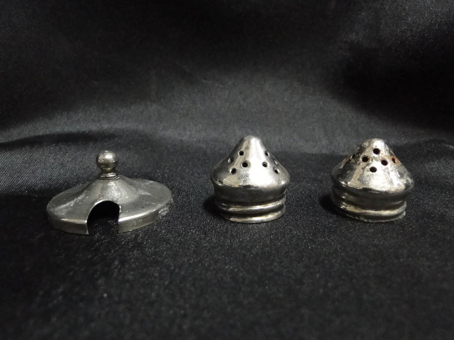 Condiment Set & Metal Holder: Salt, Pepper, Sugar / Jam & Lid, Bottle