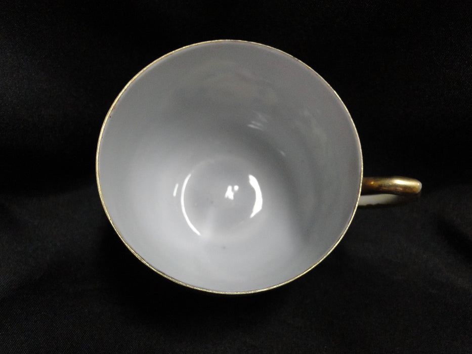 Asian Raised Gold, Burgundy Edge, Roses: Cup & Saucer Set, 2 1/2" Tall