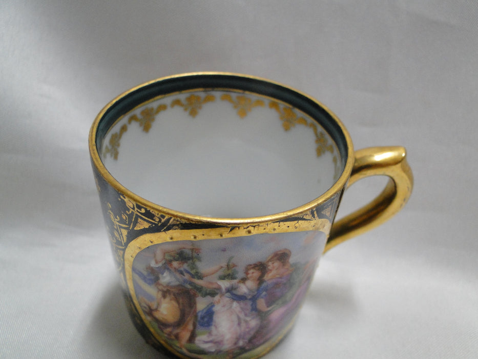Royal Vienna Ladies Scene, Burgundy, Green: Demitasse Cup & Saucer Set, 2 1/8"