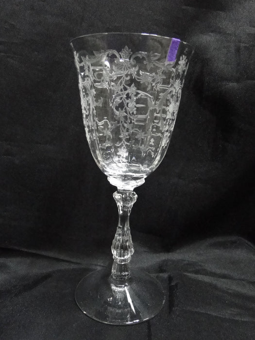 Fostoria Navarre Clear, Stem 6016, Etch 327: Water or Wine Goblet, 7 3/4", As Is