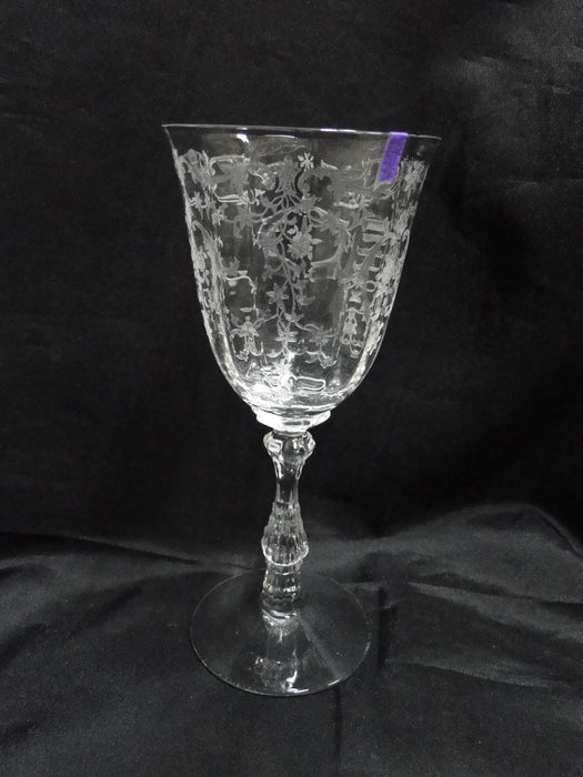 Fostoria Navarre Clear, Stem 6016, Etch 327: Water or Wine Goblet, 7 3/4", As Is