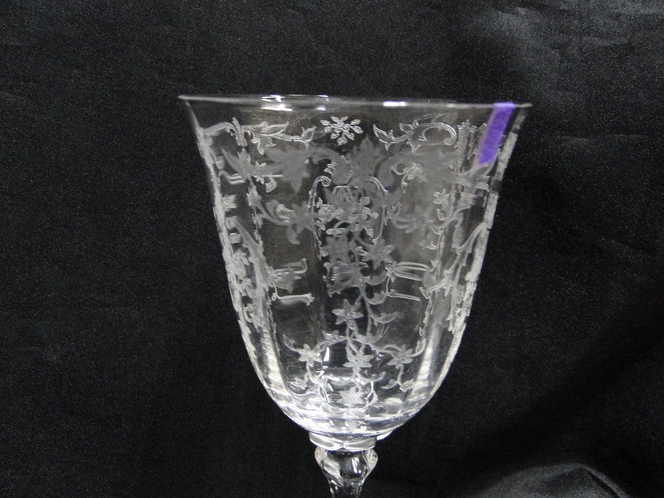 Fostoria Navarre Clear, Stem 6016, Etch 327: Water or Wine Goblet, 7 3/4", As Is