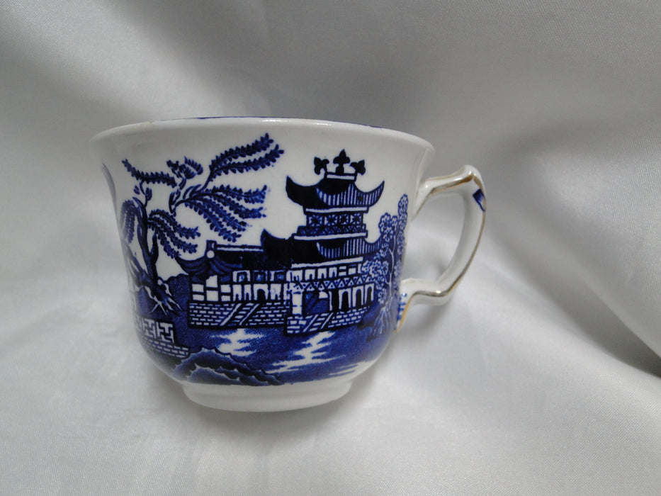 Burleigh / Burgess & Leigh Willow Blue Gold Trim: Cup & Saucer Set, Crazing