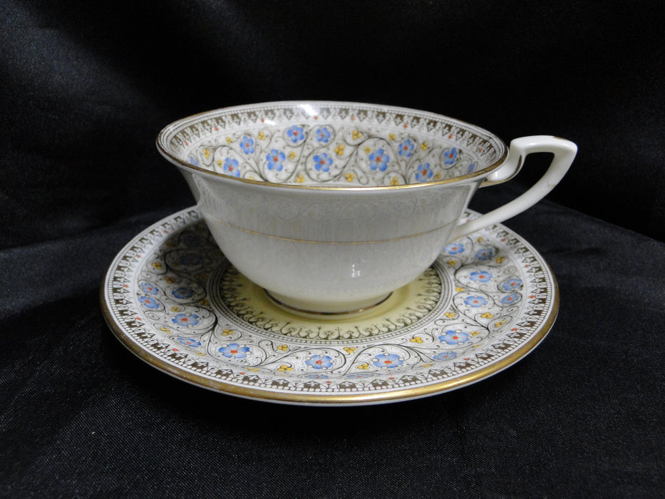 Royal Worcester Lady Evelyn, Scrolls, Florals: Cup & Saucer Set, 2 1/8"