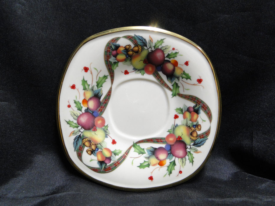 Lenox Holiday Tartan, Fruit, Plaid Ribbon: Square Cup & Saucer Set (s), 3 1/8"