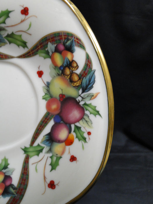 Lenox Holiday Tartan, Fruit, Plaid Ribbon: Square Cup & Saucer Set (s), 3 1/8"