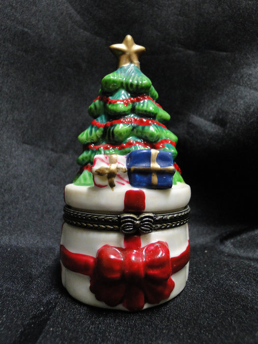 Christmas Tree with Presents: Hinged Trinket Box / Place Card Holder, 4" Tall