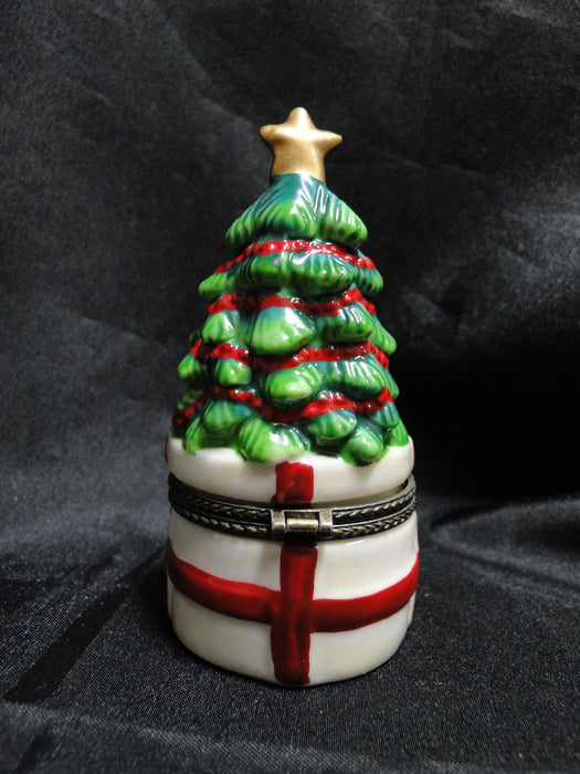 Christmas Tree with Presents: Hinged Trinket Box / Place Card Holder, 4" Tall