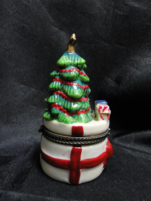 Christmas Tree with Presents: Hinged Trinket Box / Place Card Holder, 4" Tall