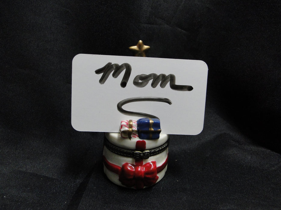 Christmas Tree with Presents: Hinged Trinket Box / Place Card Holder, 4" Tall