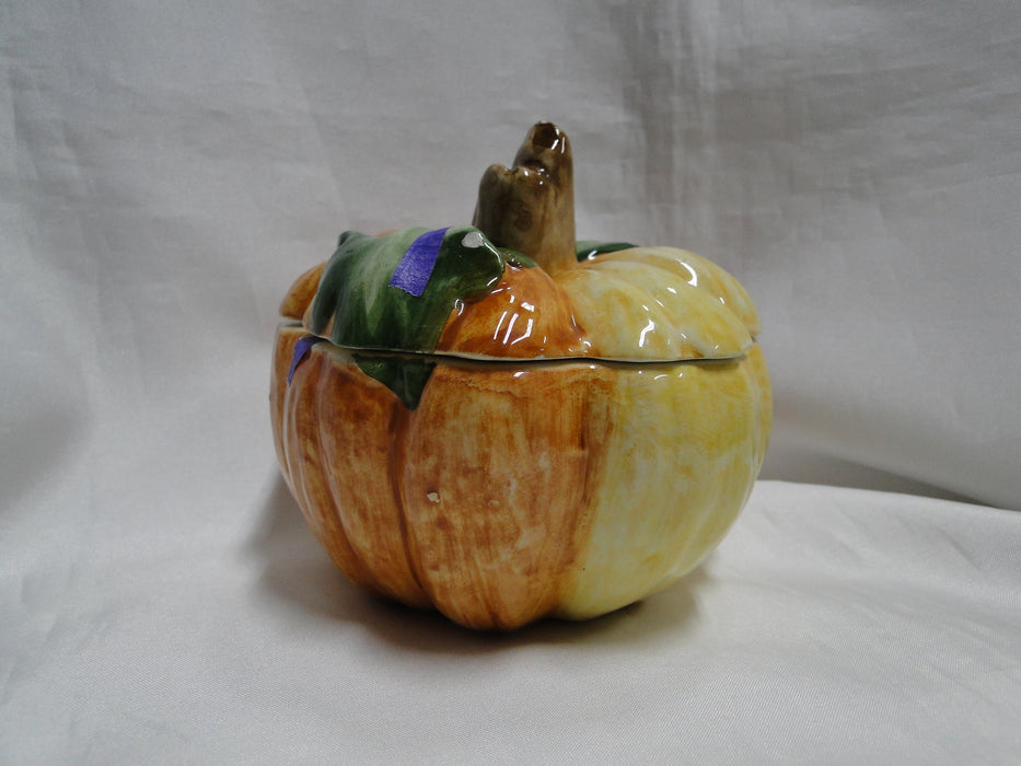 Ceramic Pumpkin Shape: Soup Bowl / Candy Dish w/ Lid, 14oz, As Is