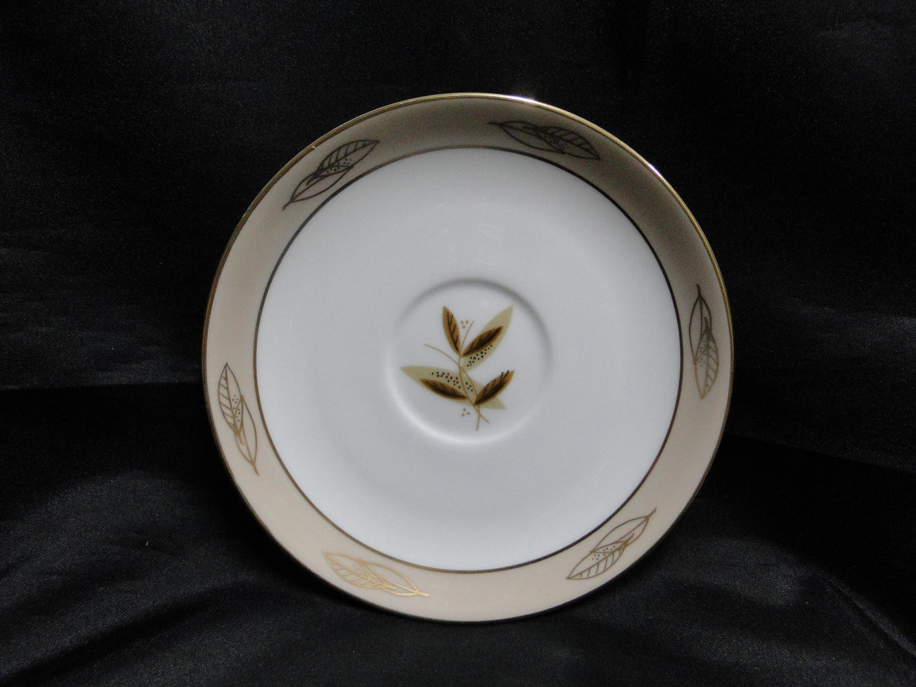 Noritake Fontana, 5580, Taupe Band, Gold Leaves: 6" Saucer Only, No Cup