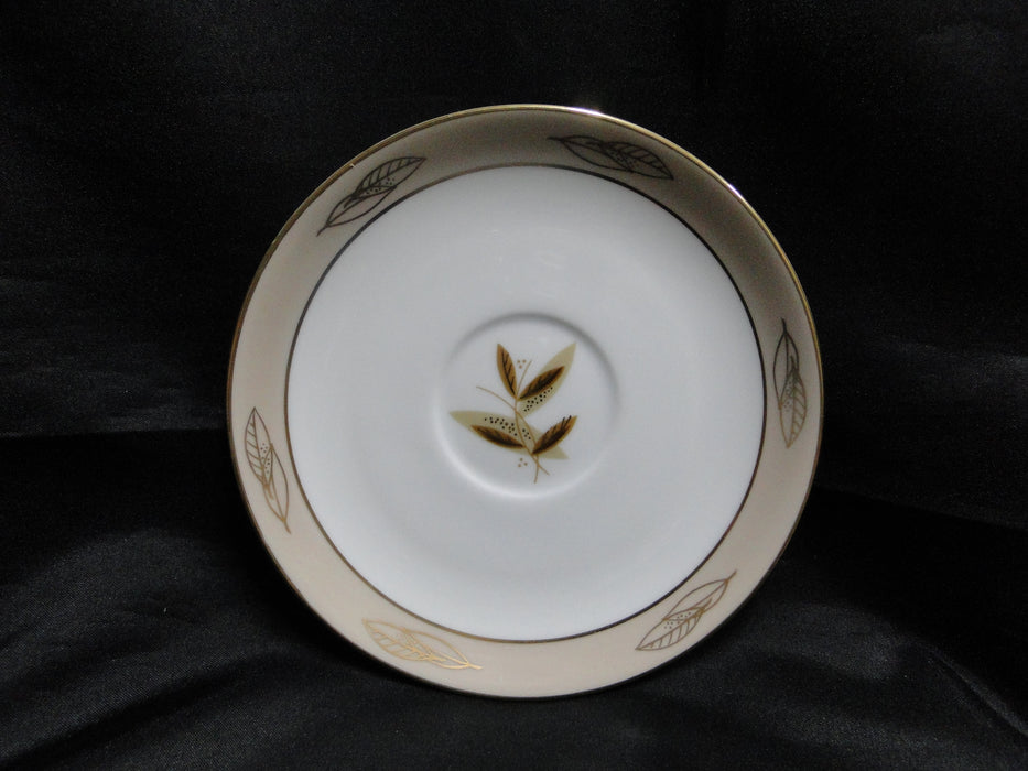 Noritake Fontana, 5580, Taupe Band, Gold Leaves: 6" Saucer Only, No Cup