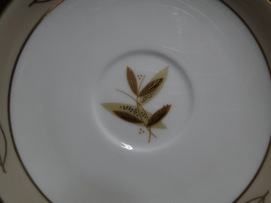 Noritake Fontana, 5580, Taupe Band, Gold Leaves: 6" Saucer Only, No Cup