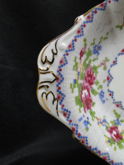 Royal Albert Petit Point, Floral Embroidery: Oval Relish Dish, 8 1/4" x 5 1/8"