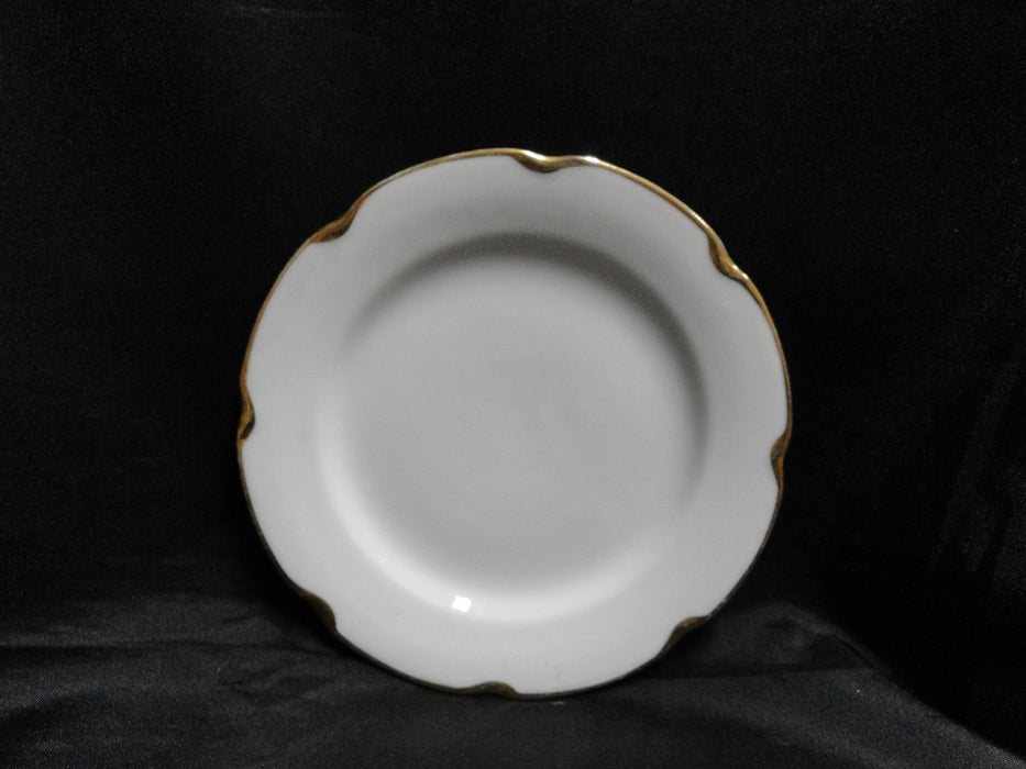 Carlsbad 3405, White w/ Gold Edge, Scalloped: Bread Plate, 6"