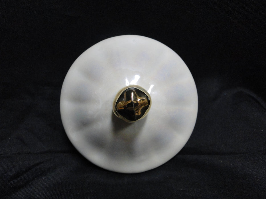 Grace's Teaware Iridescent White w/ Gold Trim, Fluted: Teapot & Lid, 8"