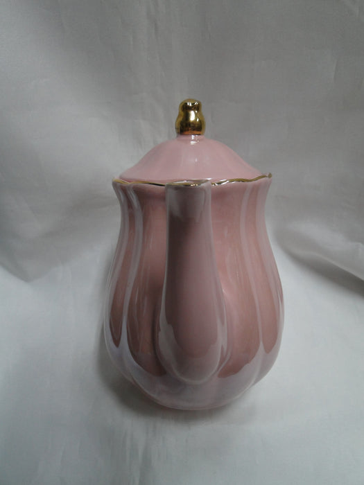 Grace's Teaware Pink w/ Gold Trim, Fluted: Teapot & Lid, 8"