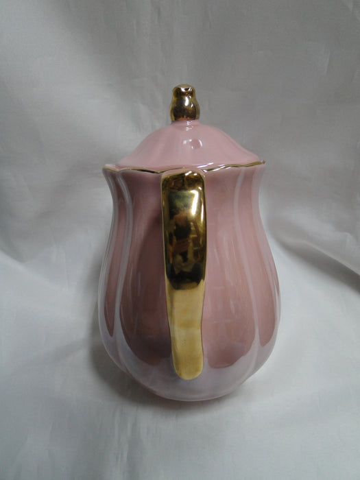 Grace's Teaware Pink w/ Gold Trim, Fluted: Teapot & Lid, 8"