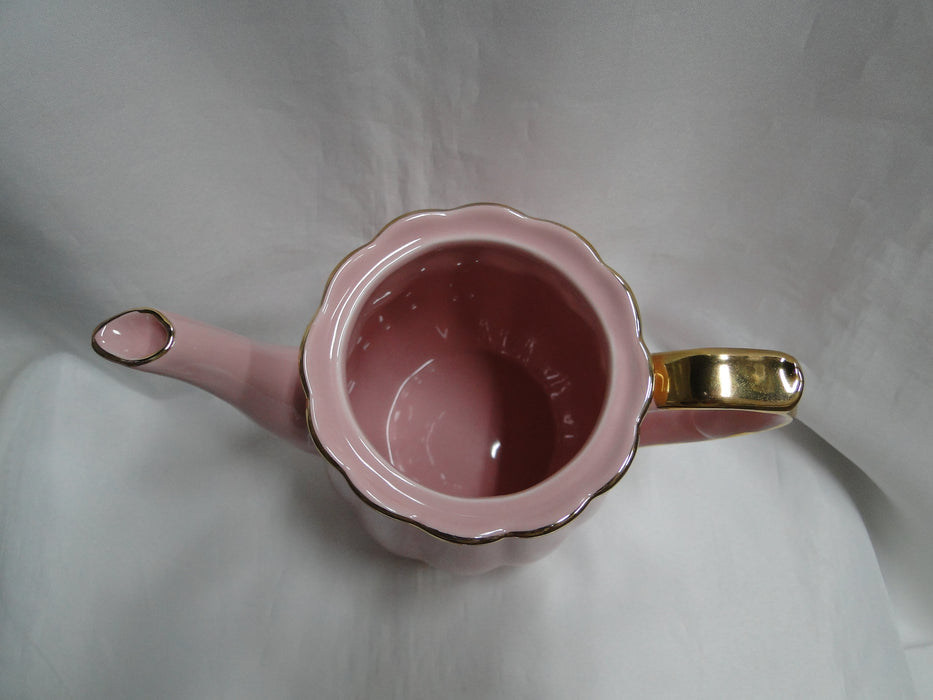 Grace's Teaware Pink w/ Gold Trim, Fluted: Teapot & Lid, 8"