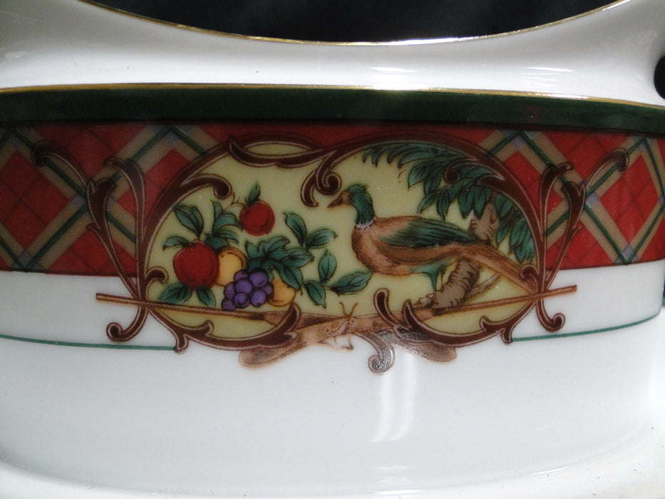 Noritake Royal Hunt, 3930, Plaid, Fruit, Animals: Gravy Boat w/ Att Underplate