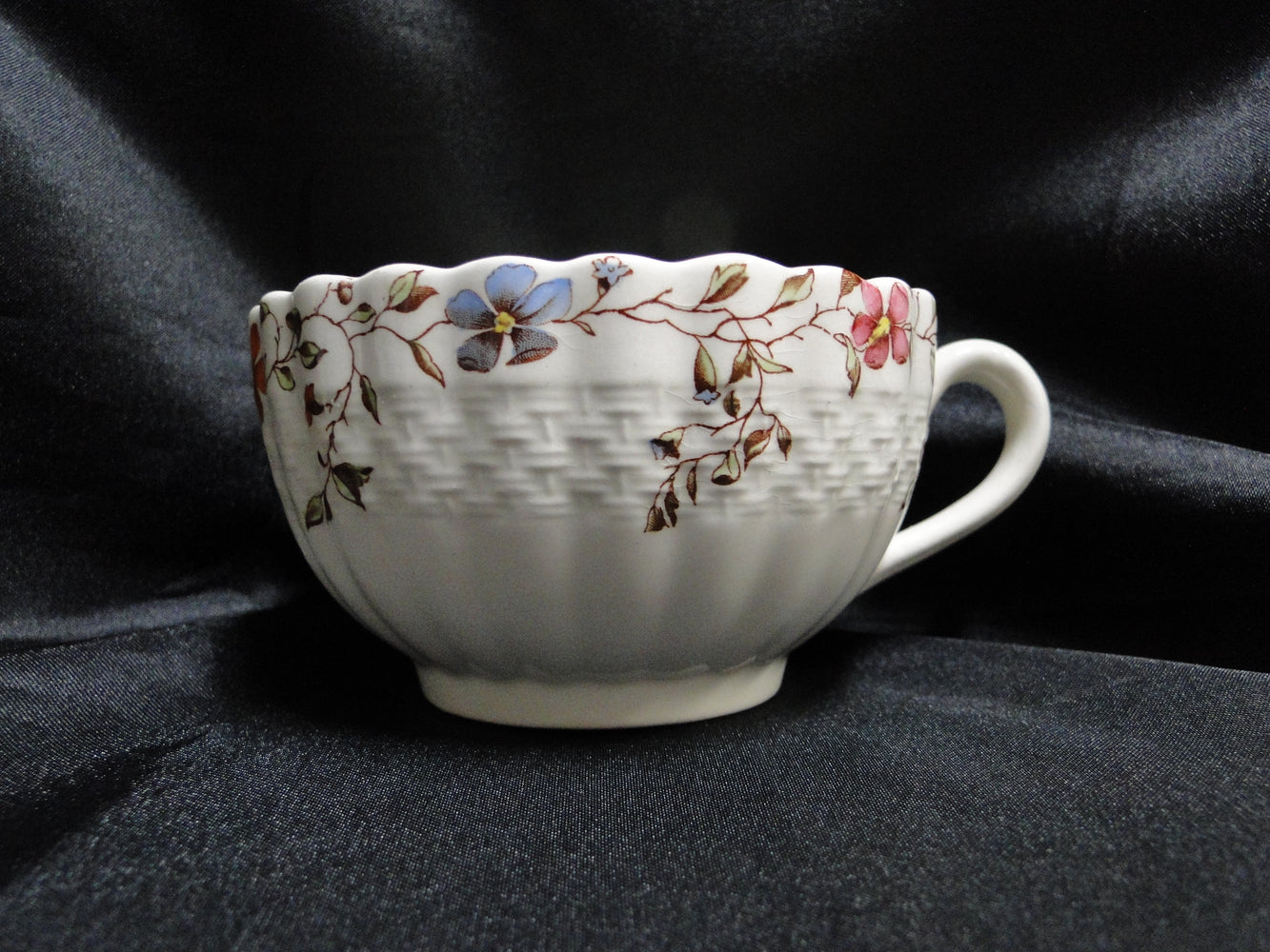 Spode Wicker Dale, Floral on Chelsea Wicker: 2" Cup Only, No Saucer, Crazing