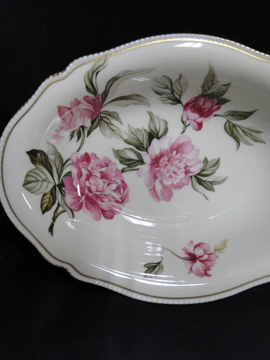 Castleton Peony, Pink Flowers: Oval Serving Bowl, 11 1/8", As Is