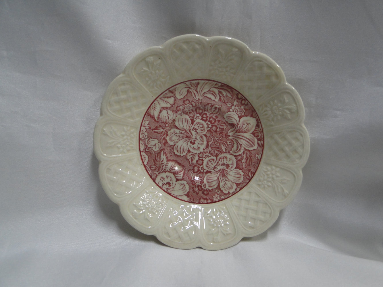 Coalport Oakhill Pink, Floral, Embossed Border: 5 3/4" Saucer, Crazing