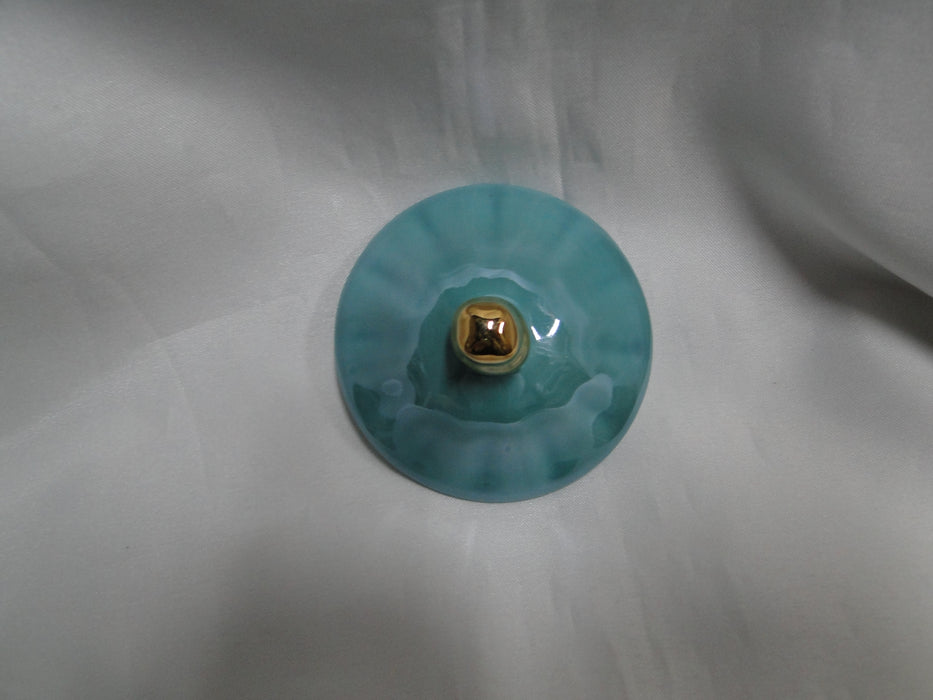 Grace's Teaware Teal w/ Gold Trim, Fluted: Sugar Bowl & Lid, 5" Tall
