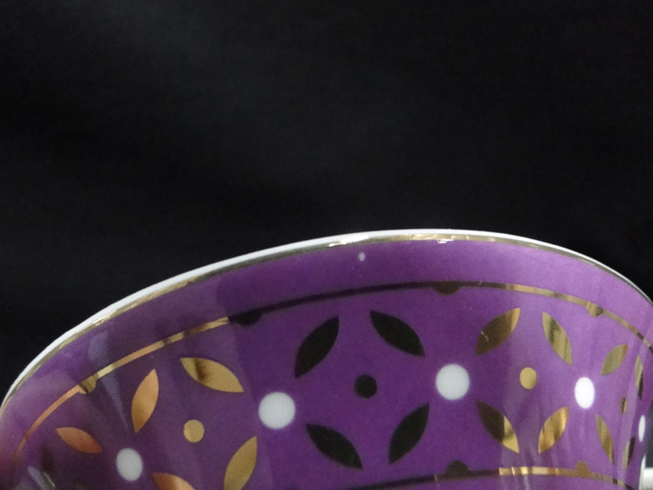 Grace's Teaware Colored Band: Purple Cup & Saucer Set (s), 2 1/4" Tall
