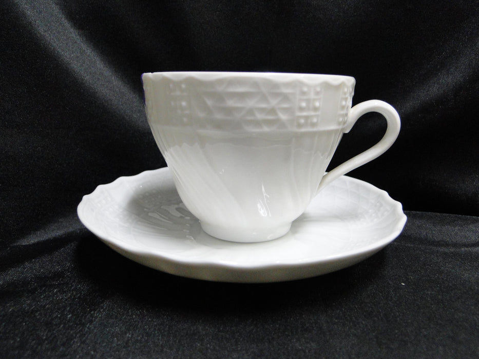 Hutschenreuther Dresden, White, Embossed: Cup & Saucer Set, 2 3/4" Tall, As Is