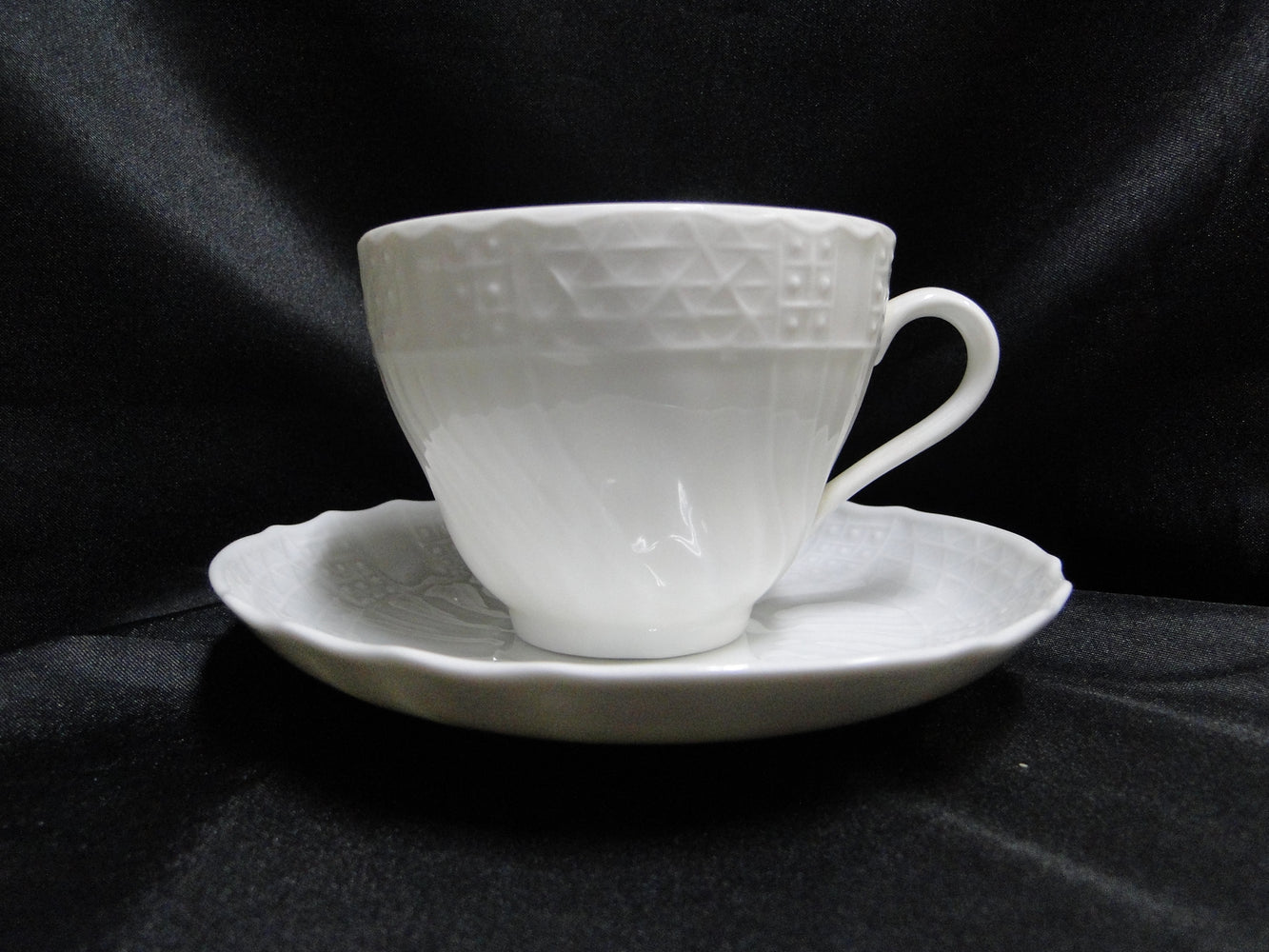 Hutschenreuther Dresden, White, Embossed: Cup & Saucer Set, 2 3/4" Tall, As Is