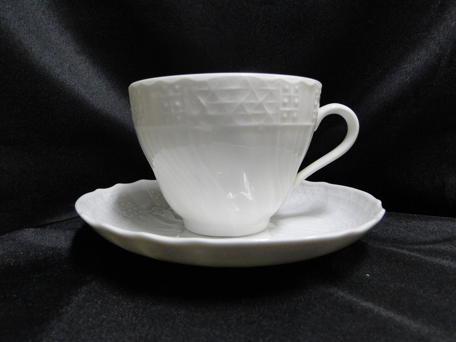Hutschenreuther Dresden, White, Embossed: Cup & Saucer Set, 2 3/4" Tall, As Is