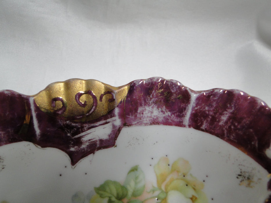 IBF Germany Magenta Border w/ Yellow Roses: Oval Bowl (s), 6 1/2", As Is