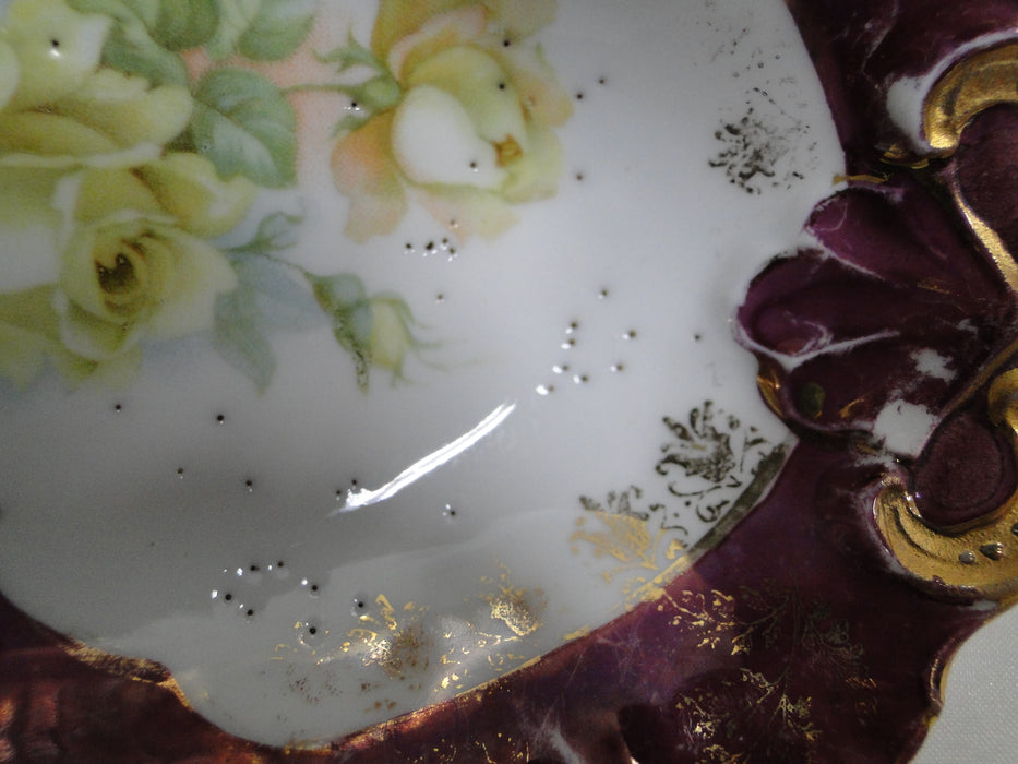 IBF Germany Magenta Border w/ Yellow Roses: Oval Bowl (s), 6 1/2", As Is