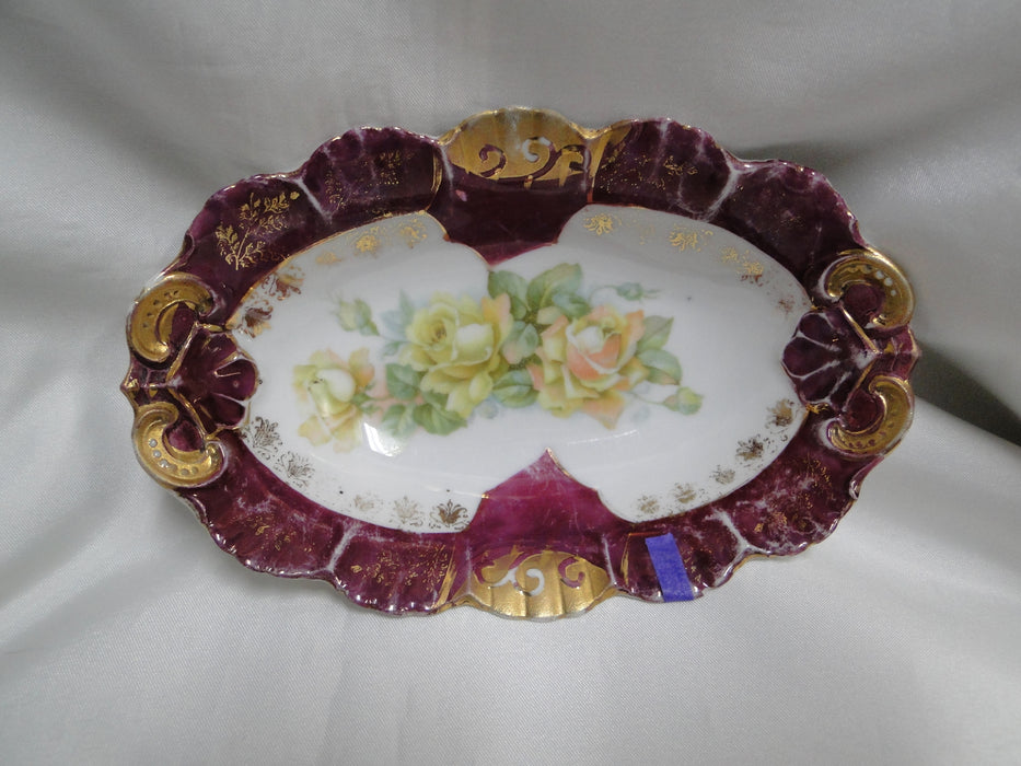 IBF Germany Magenta Border w/ Yellow Roses: Oval Bowl (s), 6 1/2", As Is