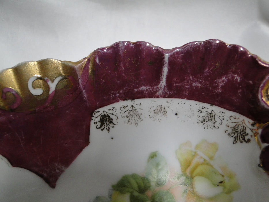 IBF Germany Magenta Border w/ Yellow Roses: Oval Bowl (s), 6 1/2", As Is
