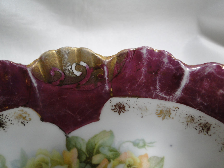 IBF Germany Magenta Border w/ Yellow Roses: Oval Bowl (s), 6 1/2", As Is
