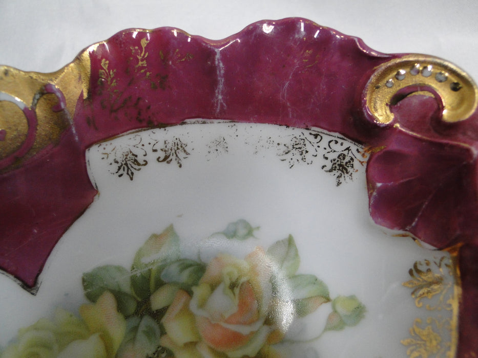 IBF Germany Magenta Border w/ Yellow Roses: Oval Bowl (s), 6 1/2", As Is