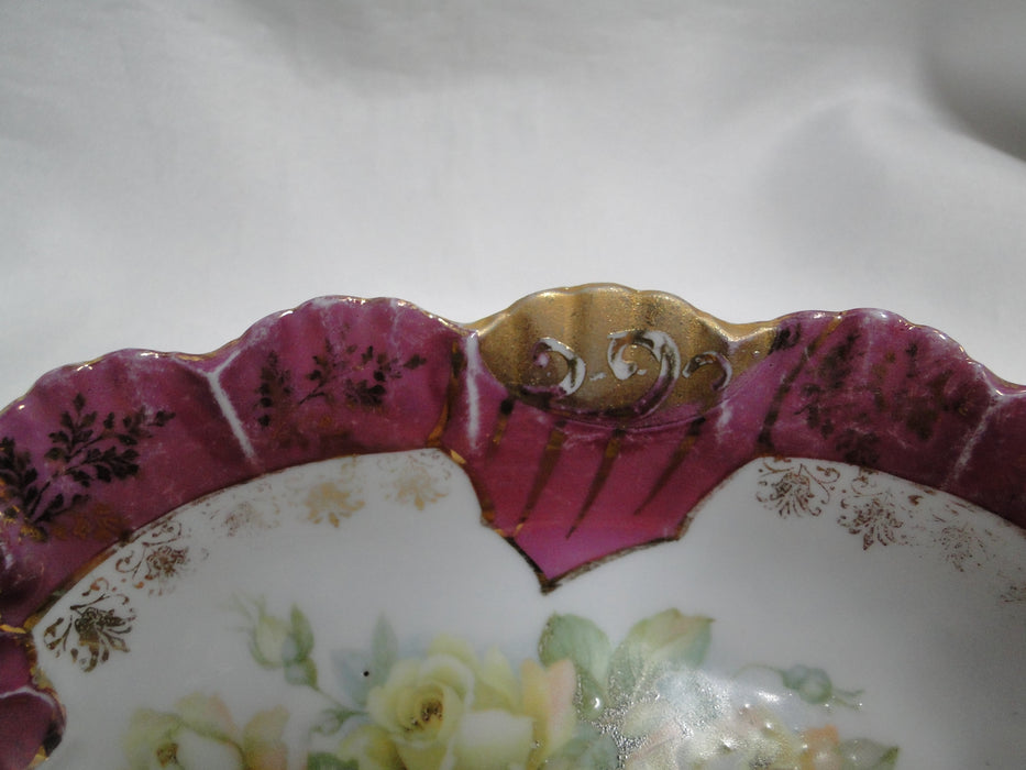 IBF Germany Magenta Border w/ Yellow Roses: Oval Bowl (s), 6 1/2", As Is