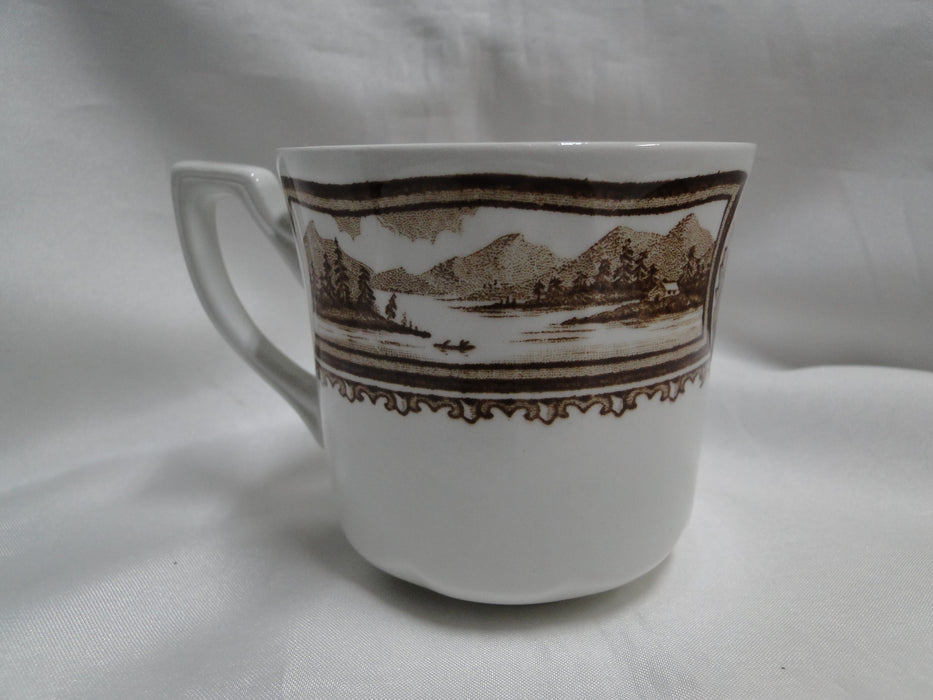 Meakin Americana Brown, Scene, Ironstone: Cup & Saucer Set, 3", As Is