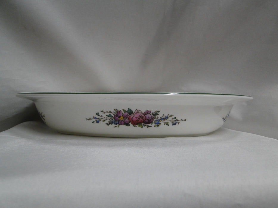 Wedgwood Columbia, White, Medallion, Green Trim: Oval Serving Bowl, 10 1/4"