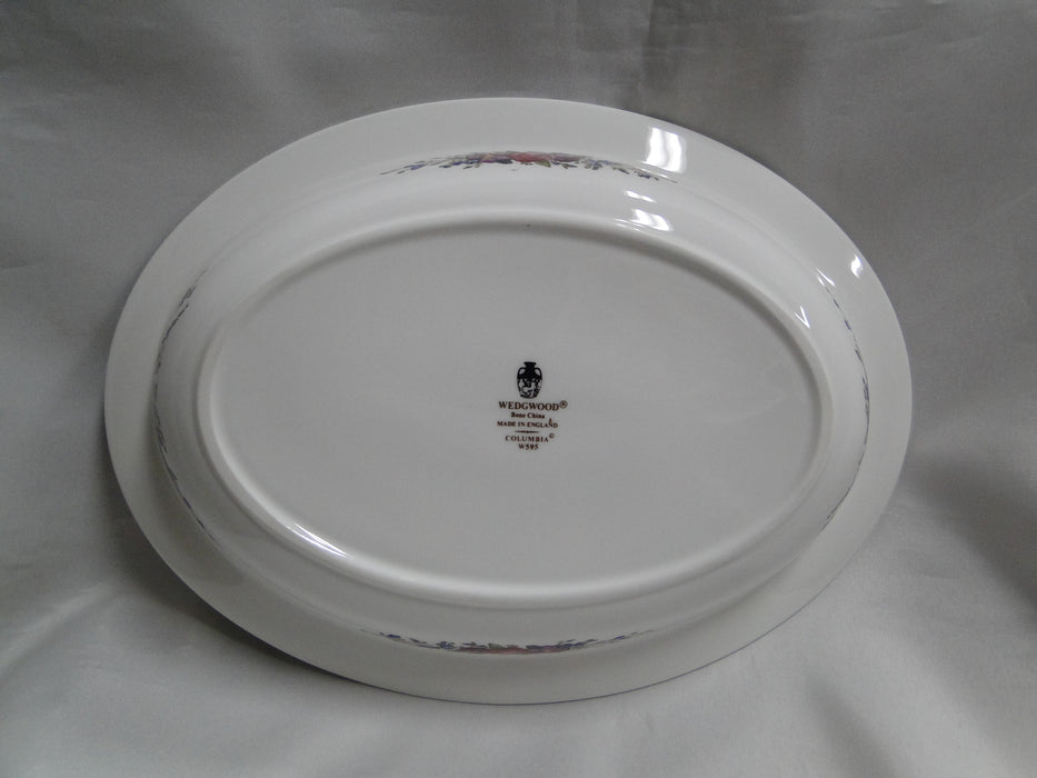 Wedgwood Columbia, White, Medallion, Green Trim: Oval Serving Bowl, 10 1/4"