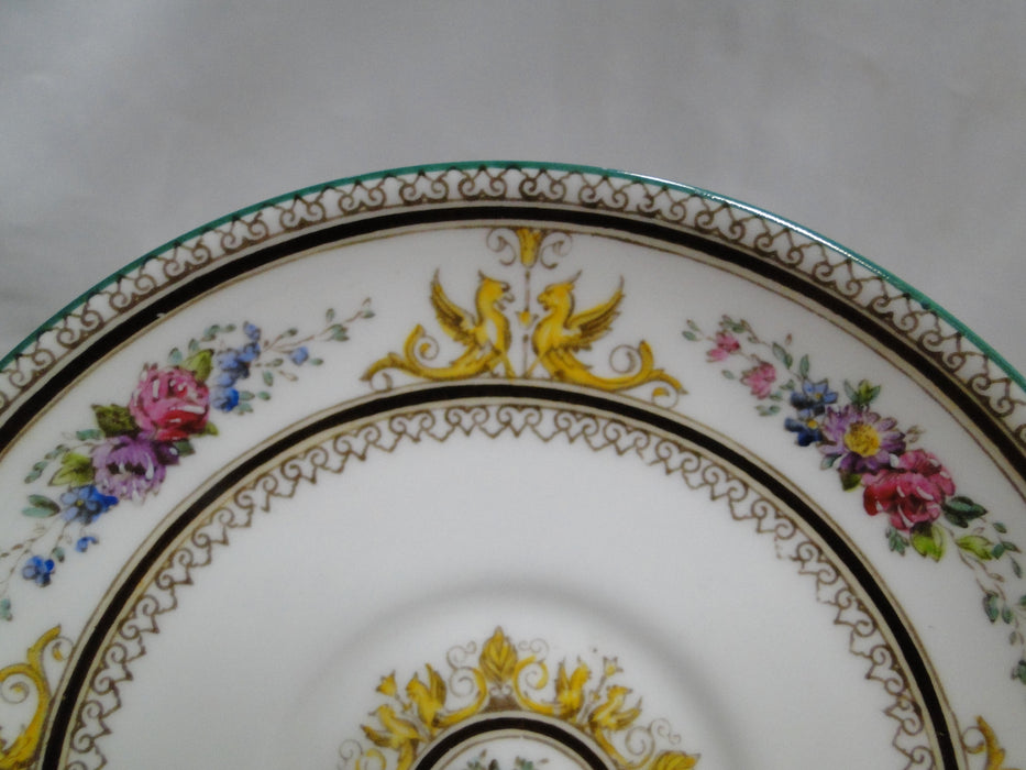 Wedgwood Columbia, White, Medallion, Green Trim: 5 3/4" Saucer Only, Nick