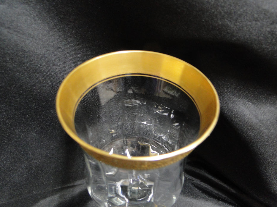 Tiffin Rambler Rose, #14188, Encrusted Gold Band: Water or Wine Goblet, 7 1/4"
