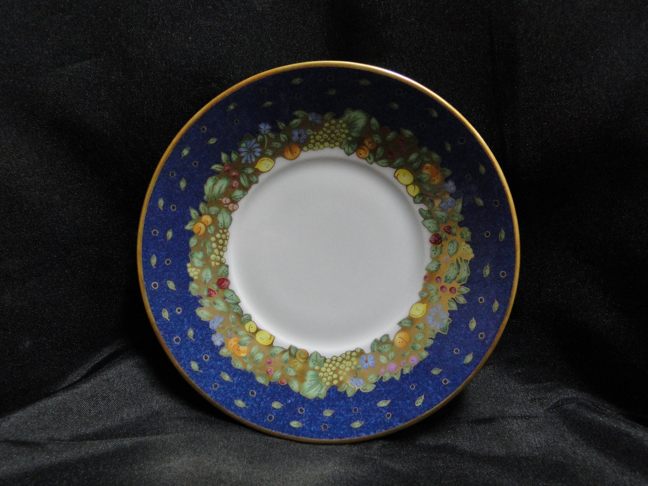 Bernardaud Frutti Fiori, Fruit, Flowers, Blue Rim: 5 1/2" Saucer Only, No Cup