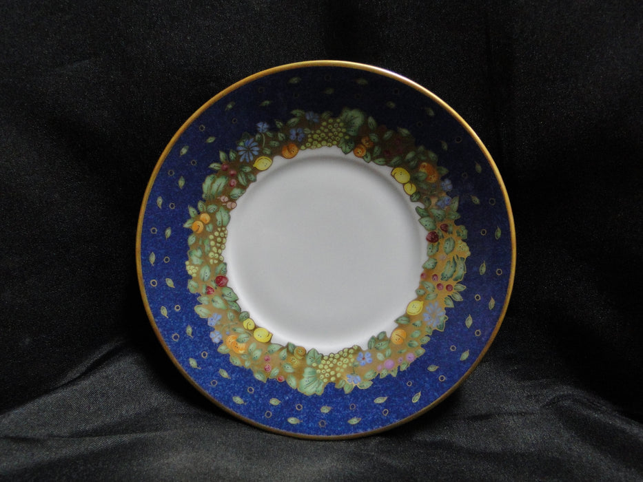 Bernardaud Frutti Fiori, Fruit, Flowers, Blue Rim: 5 1/2" Saucer Only, No Cup