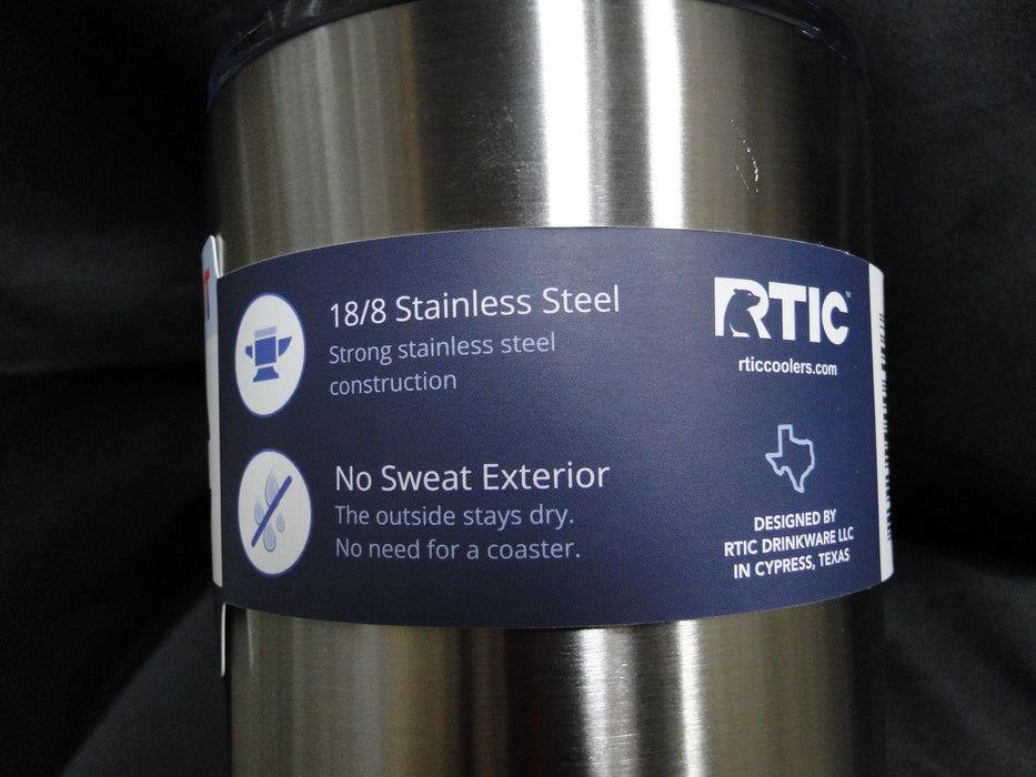 RTIC Stainless Steel Drinkware: NEW 30 oz Tumbler & Lid, 8" Tall, Box