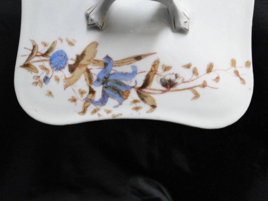 Marx & Gutherz 1537, Blue Flowers, Brown Leaves: Serving Bowl & Lid, As Is